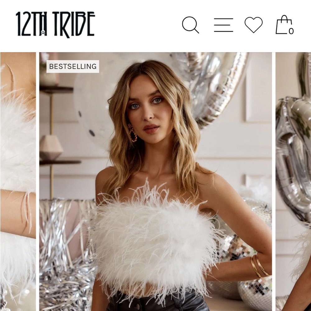 CHANEL WHITE FAUX FEATHER TOP 12th Tribe